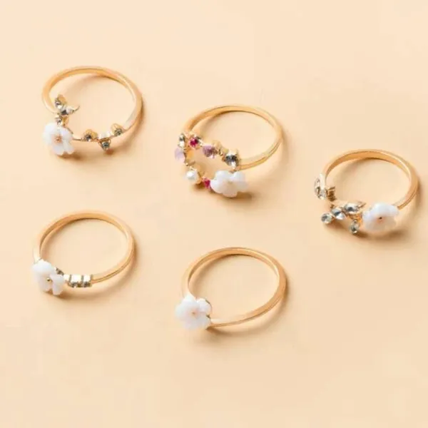 5 piece flower rings - Image 2