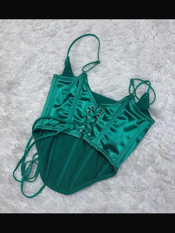 Out from under sweet talk Satin Teal Strappy Bodysuit - Image 2