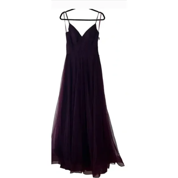 La Femme 29076 V-Neck Boned Bodice High Slit Illusion Tulle Ball Gown Size 00‎ - Image 5