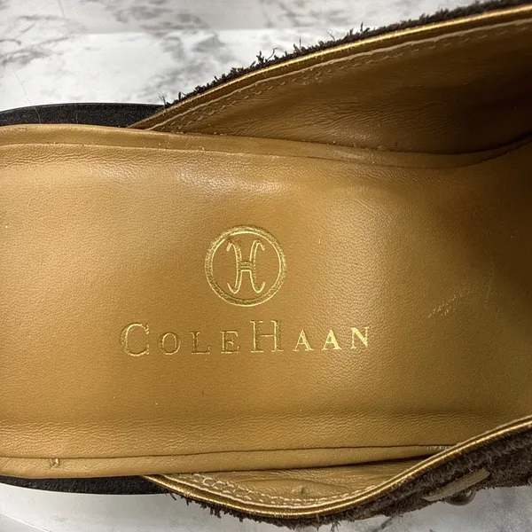 Cole Haan Western Heeled Mules Size 7 Brown Suede Turquoise Studded Butterfly - Image 9