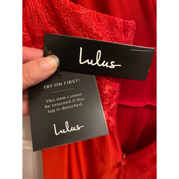Lulus Red Lace Tiered Maxi Dress Small NWT Sleeveless V-Neck Formal Gown - Image 8
