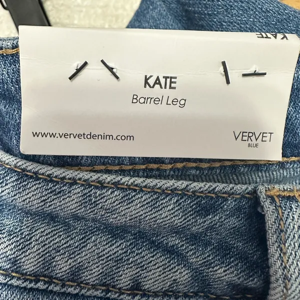 NEW Vervet Kate Barrel Leg Denim Jeans Women's Size 32 Blue Medium Wash - Image 7