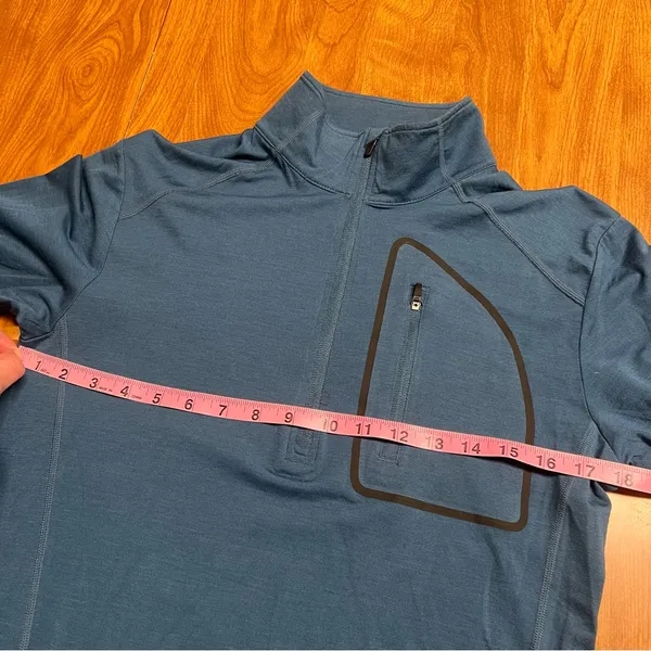 ibex Woolies Tech 1/4 zip Blue Merino Wool Quarter - Image 6