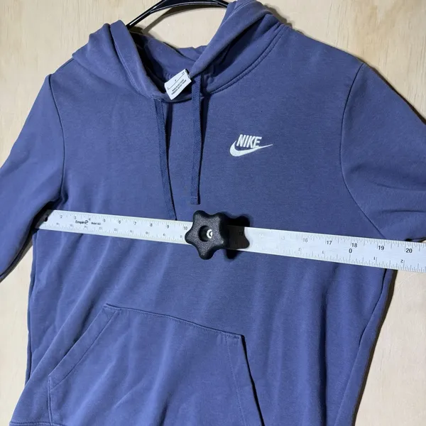Nike Sportswear Women's Small Blue Pullover Hoodie Embroidered Swoosh Fleece - Image 4