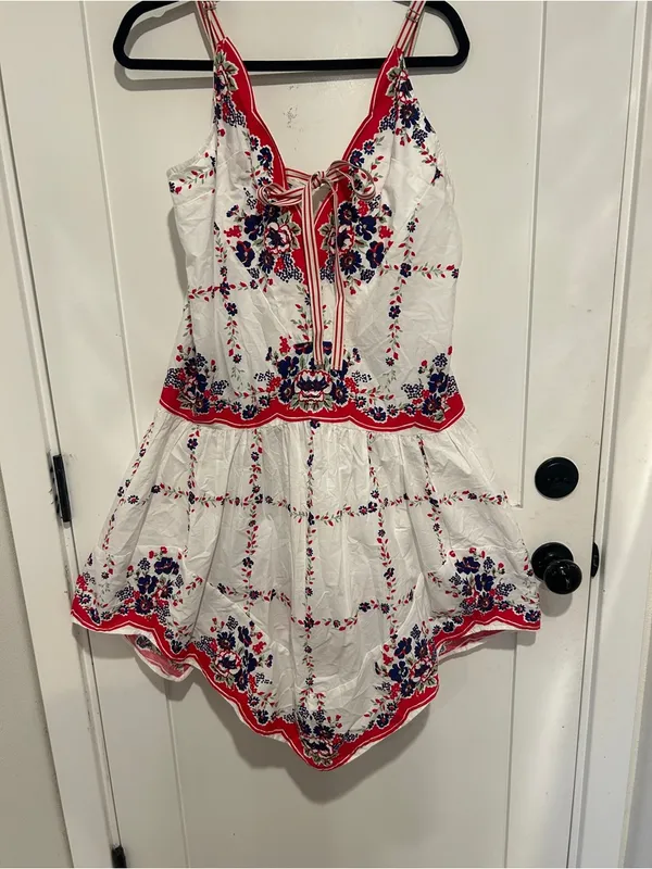 Anthropologie Celandine Plunge-Neck Drop-Waist Cotton Midi Dress size small - Image 2