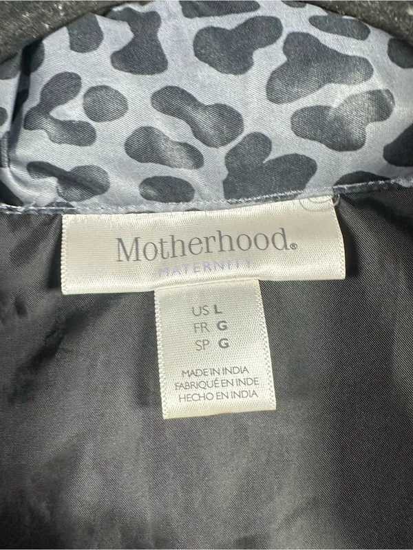 Motherhood Maternity Gray Leopard Print Raincoat with Drawcord Waist SZ:L - Image 7