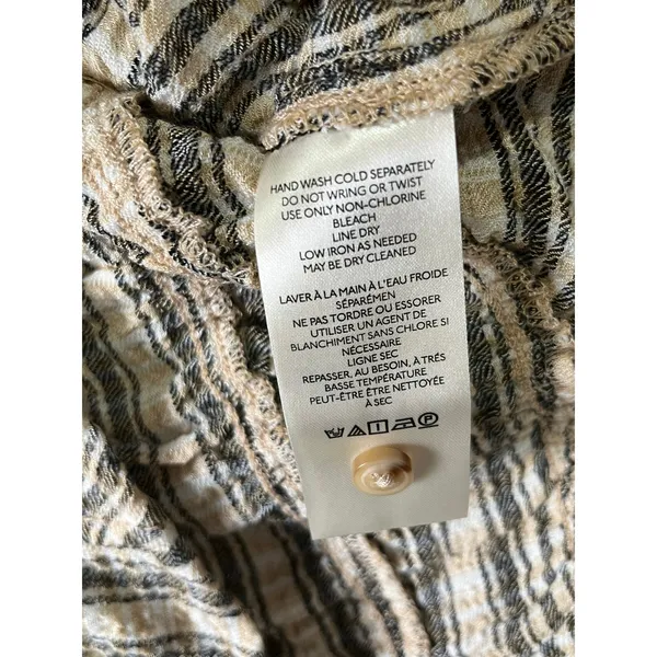 Pilcro Striped Button Front Pintuck Blouse Short Sleeve Tunic Top XXS Neutral - Image 7