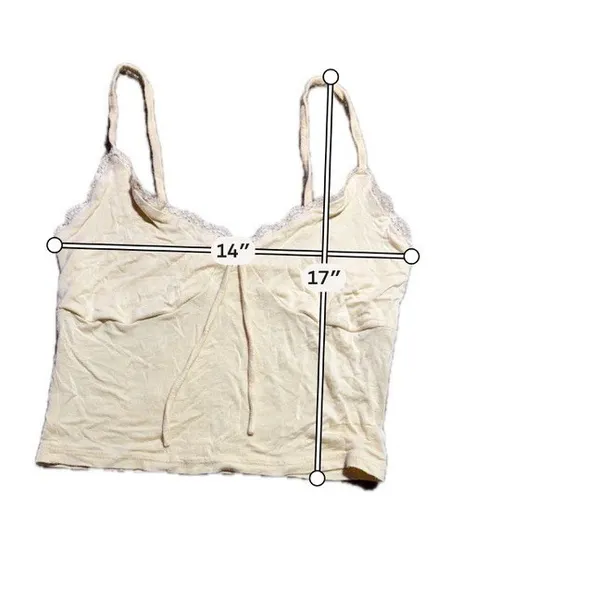 Me to We Women Pale Yellow Lace Trim‎ Tie Front Camisole Tank Top Small - Image 3