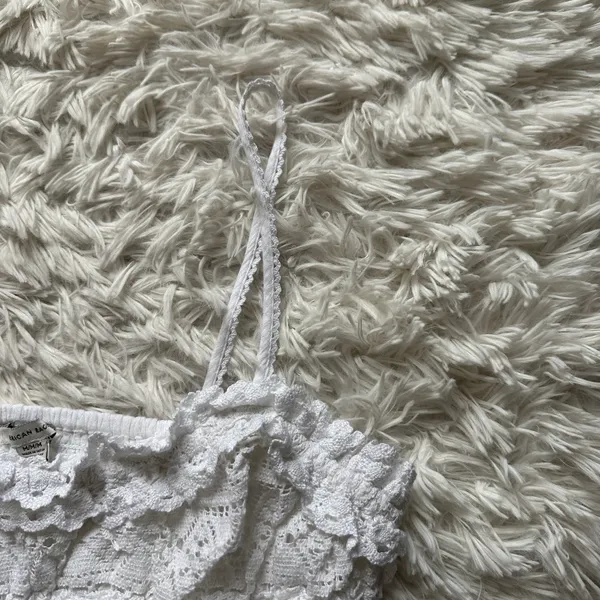 American Eagle Ruffle Upper Back Cutout White Mini Dress New With Tags Size M - Image 3