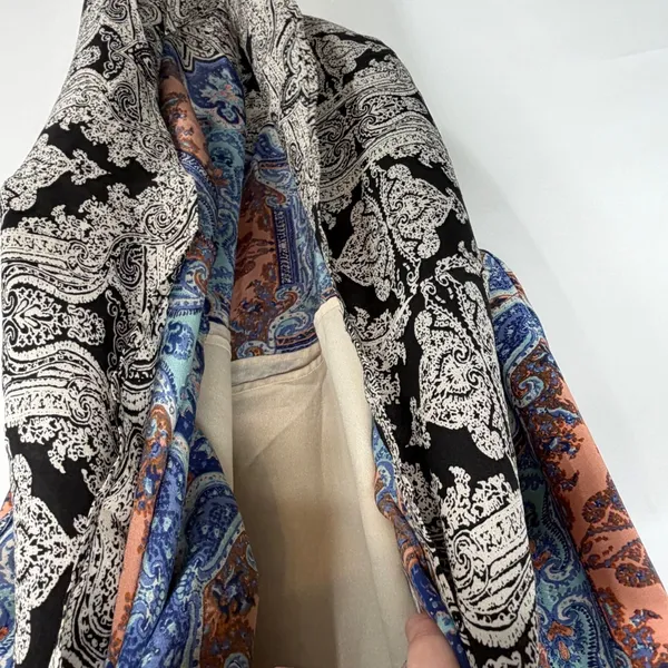 Maeve‎ Anthropologie 100% Silk Paisley Maxi Dress Blue Orange Size 6 Sleeveless - Image 5