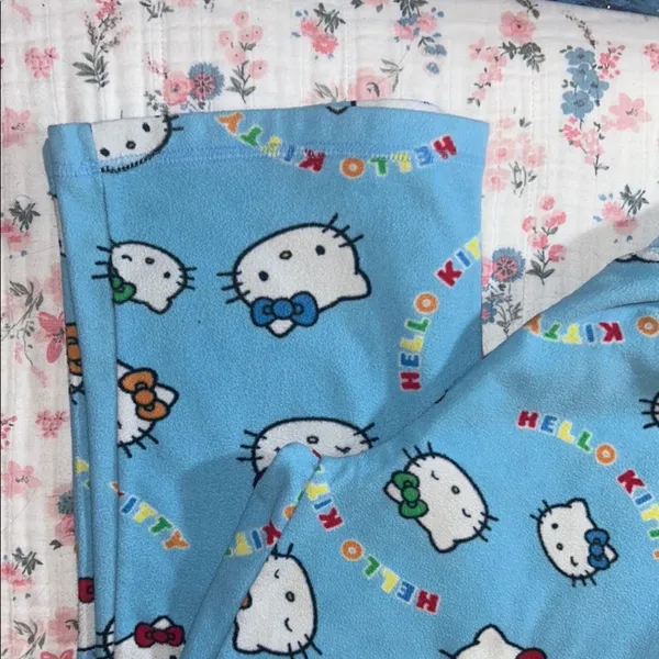 Hello Kitty Size S Fleece Blue Pajama Bottoms - Image 2