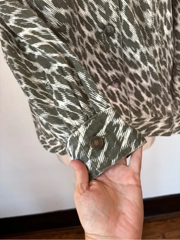 Green & White Denim Button Down Jacket - Image 10