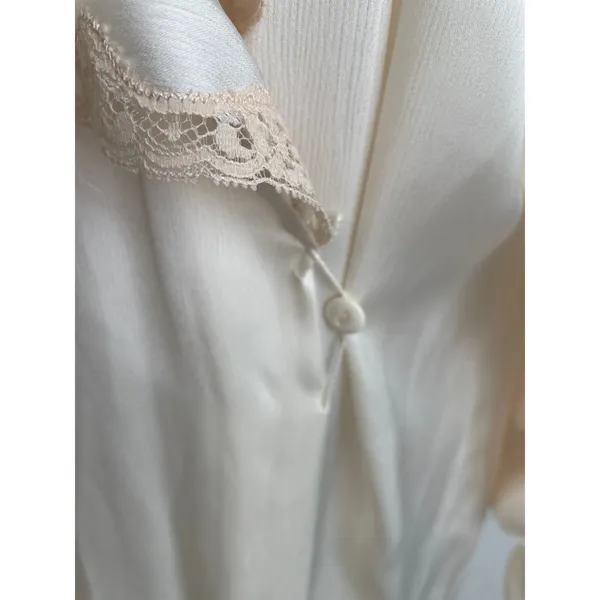 Vintage Etienne Cream Lace Peignoir Robe Small Embroidered Dressing Gown - Image 5