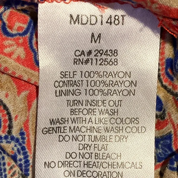 Miss Me Paisley Smocked Waist Handkerchief Hem Mini Dress‎ Red Blue Size Medium - Image 3
