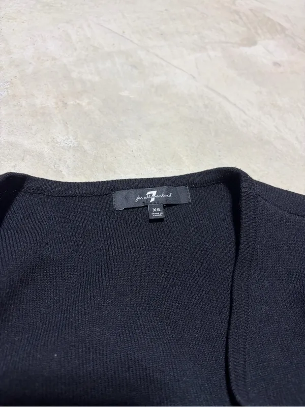 7 for all mankind Black Cropped Open-Front cardigan Sweater XS - Image 2