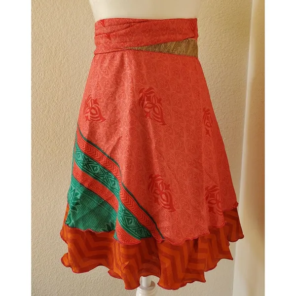 Wevez Clothing Skirt Women One Size Silk Blend Reversible Wrap Boho NWT - Image 9