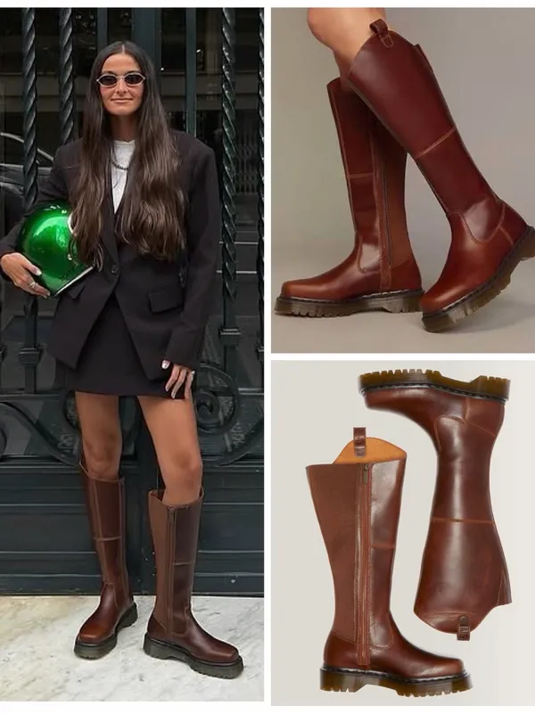 Dr. Martens Amaayah Hi Butterscotch Leather Knee High Boots Size 8 NIB - Image 8