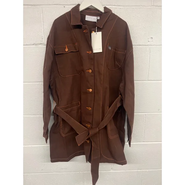 nwt Fifth Label Sz M Sz 6 Brown Cathedral Belted Button Front Shacket Mini Dress - Image 2