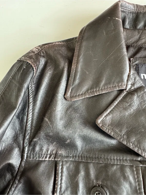 Vintage Maxima Wilson’s Leather Distressed Brown Leather Button-Front Jacket XL - Image 12