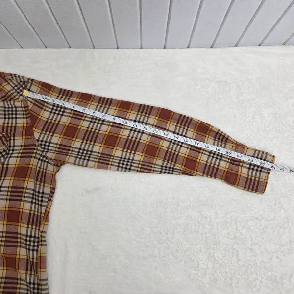Wrangler Vintage Wrancher Flannel Plaid Pearl Snap Western Shirt‎ Mens Size L - Image 4