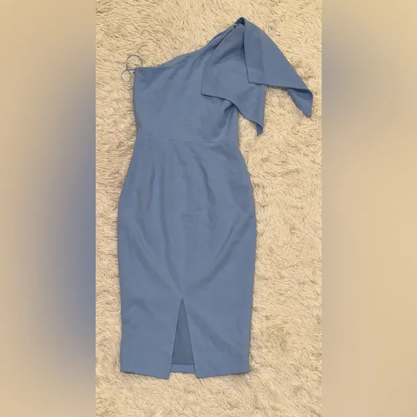 NWOT Dress The Population TIFFANY One Shoulder MIDI Dress Sky blue sz M - Image 4