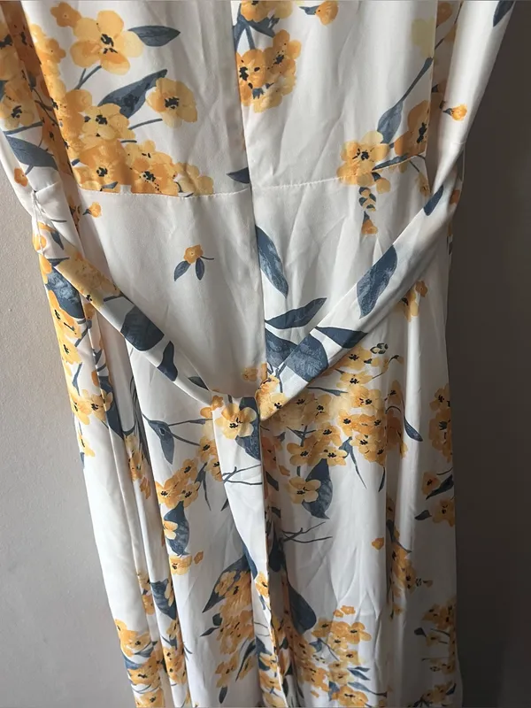 Lulus French Countryside White and Yellow Floral Print High-Low Dress Size XL - Image 9