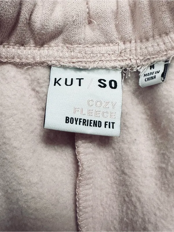 KUT from Kloth & SO Boyfriend Fit High Rise Cozy Fleece Jogger Sweatpants Pink Medium - Image 3