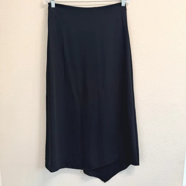 Zara Black Asymmetric Hem Midi‎ Skirt Small NWT Slit Minimalist Business Casual - Image 2