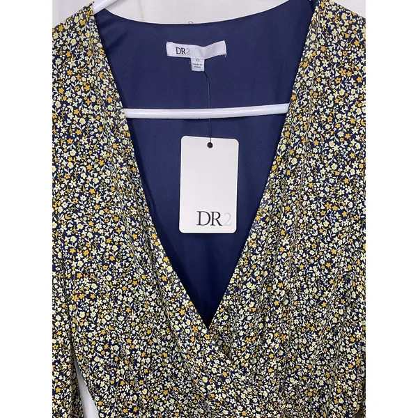 DR2 by Daniel Rainn Wrap V-neck 3/4 Sleeve‎ Floral Dress Size XS Knee Length - Image 2