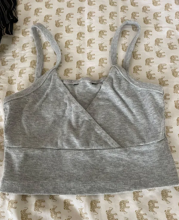Grey V Neck Tank Gray - Image 3