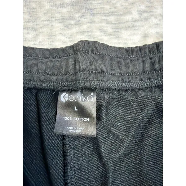 Ethika Black Raw Edge Women's Shorts Floral Graphic Drawstring Waist‎ Size L NWT - Image 4