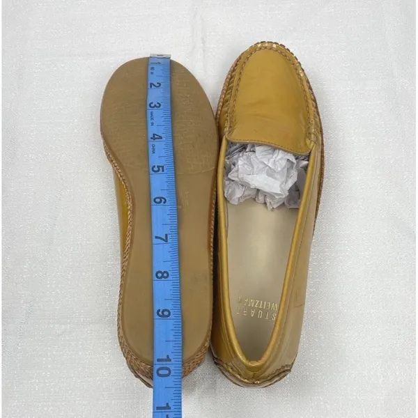 Stuart Weitzman Yellow Patent Leather Loafer Flats Braided Sole Women's 7 - Image 13