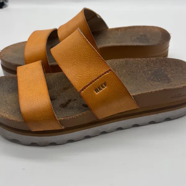 Reef Cushion Vista Hi Tan Platform Sandals Womens 8 Double Strap Slides - Image 5