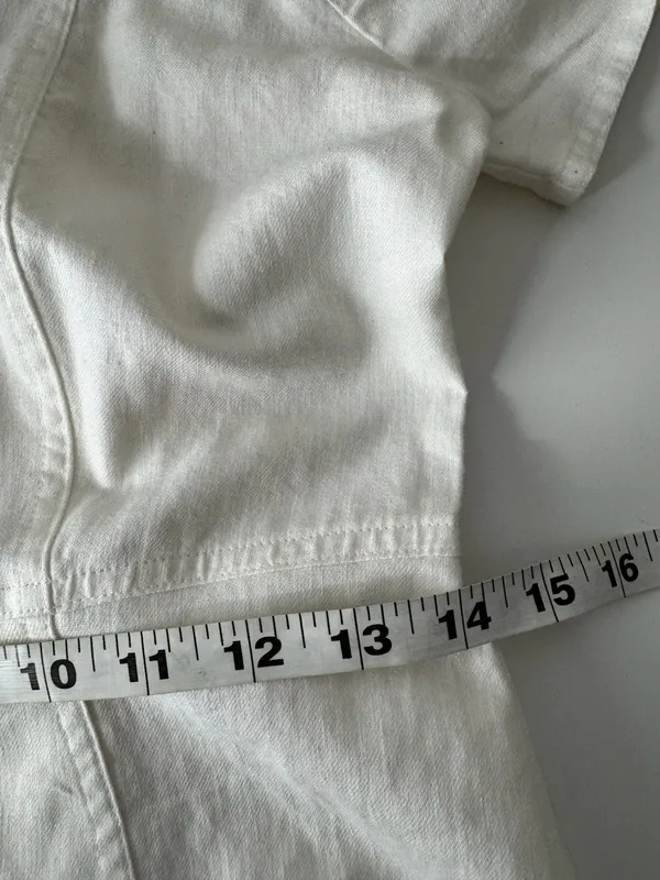 MADEWELL Linen-Cotton Puff-Sleeve Summer A-line Dress Sz 2 White Summer Retro - Image 12