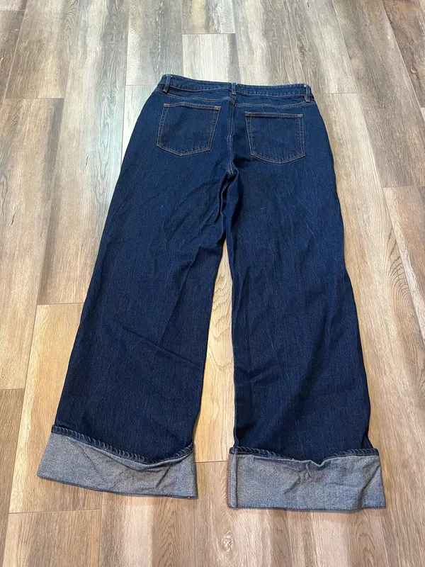 Loft Cuffed High Rise Wide Leg Jeans in Rinse Wash - Image 4