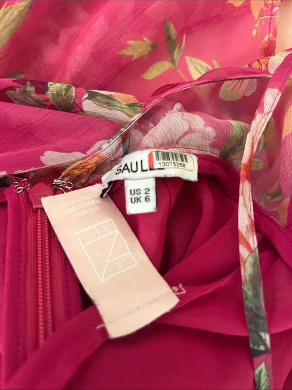 Sau Lee Fredia Pink Floral Dress Size 2 - Image 5