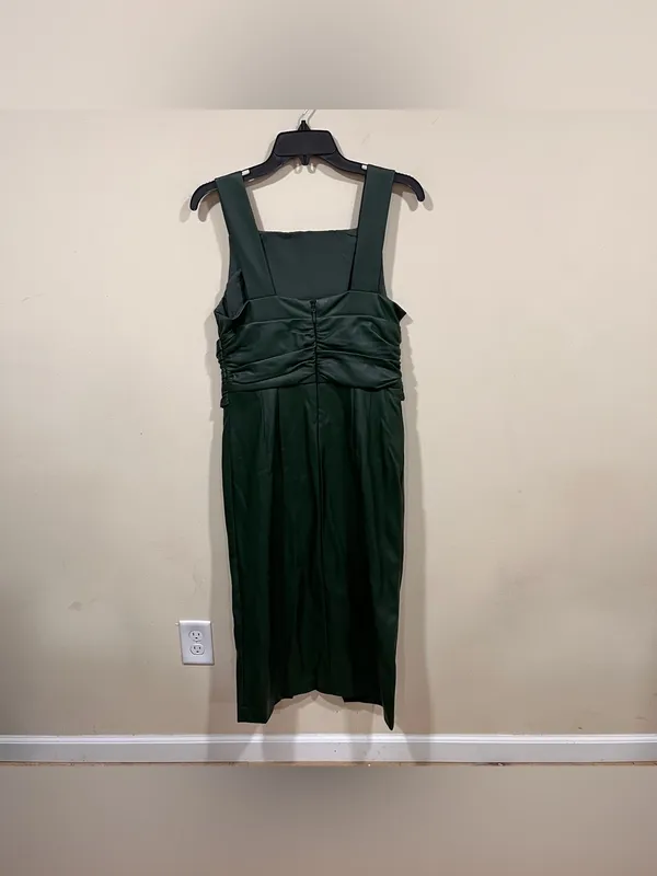 NWOT By Anthropologie Green Twist-Front Faux Leather Dress Size 8 - Image 4