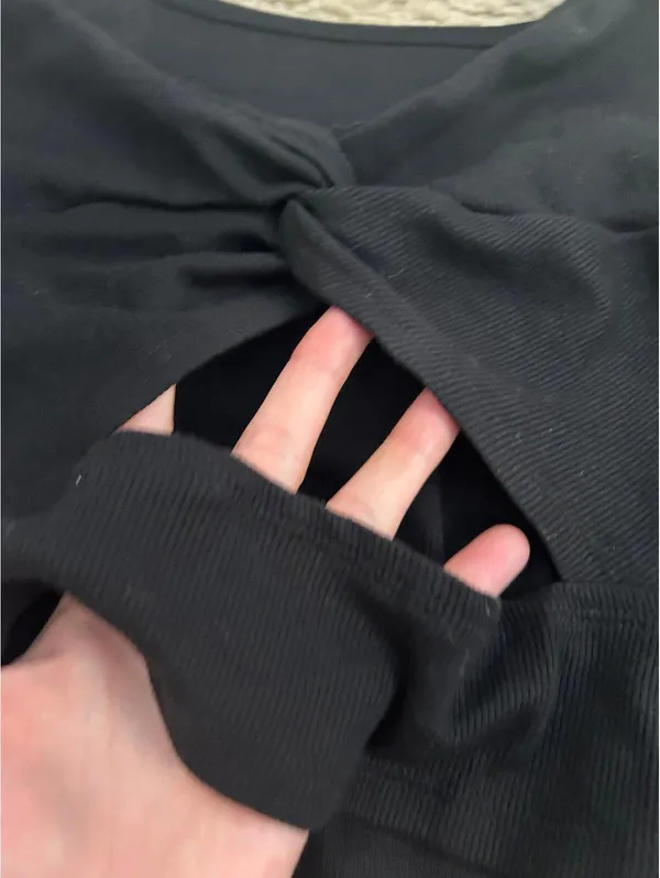 Ab43 woman top long sleeve black open crop medium - Image 4