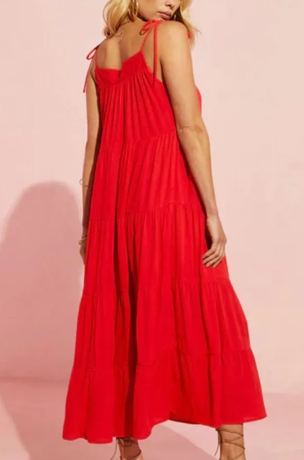 VICI | Aberdeen Red Tie Shoulder Maxi Dress - Image 4