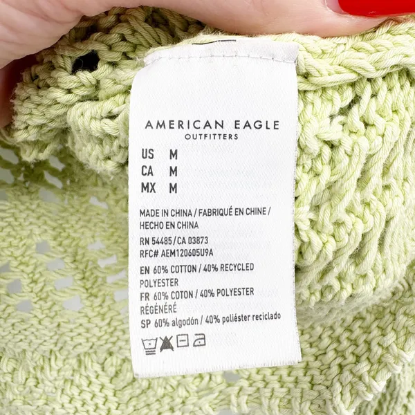 American Eagle Womens Open Knit Boho Coastal V-Neck Beach Coverup Sweater Size M - Image 4