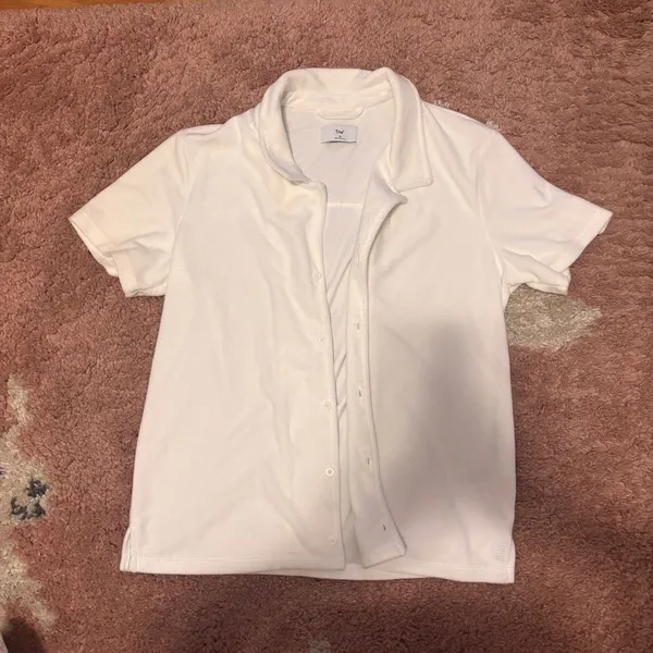 Aritzia Tna Newcastle Shirt Terrycloth White Women’s Medium Cozy Short Sleeve - Image 2