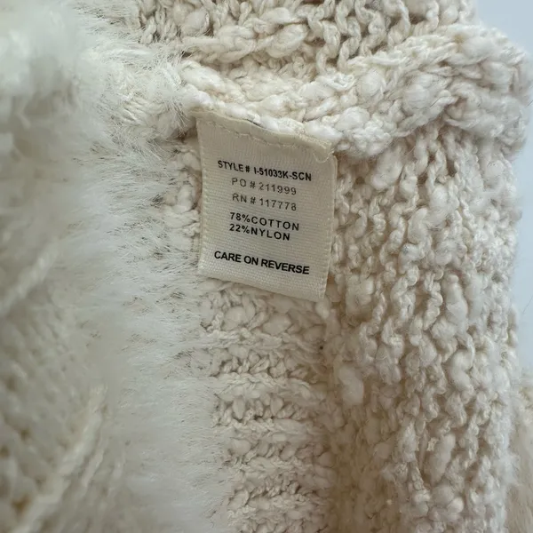 Lovestitch Size Small Cardigan Cream Open Front Duster Long Sleeve‎ Chunky Knit - Image 4