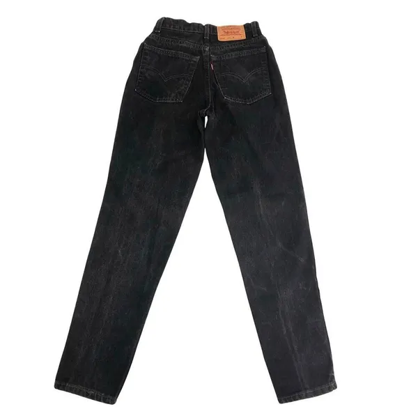 Vintage Levis Black Jeans Slim Fit Tapered Leg Size 9 Womens Black 90s USA Made - Image 3
