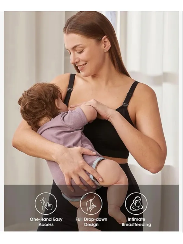 NEW 3 Pk Full Bust Seamless Nursing Maternity Bras Bralette XL - Image 4