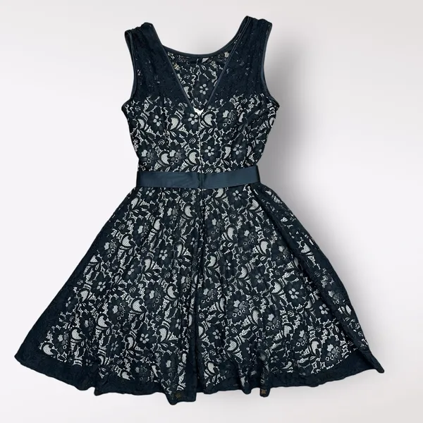 Betsy‎ and Adam Black Floral Lace NWT Cocktail Party Mini Dress Size 4 - Image 4