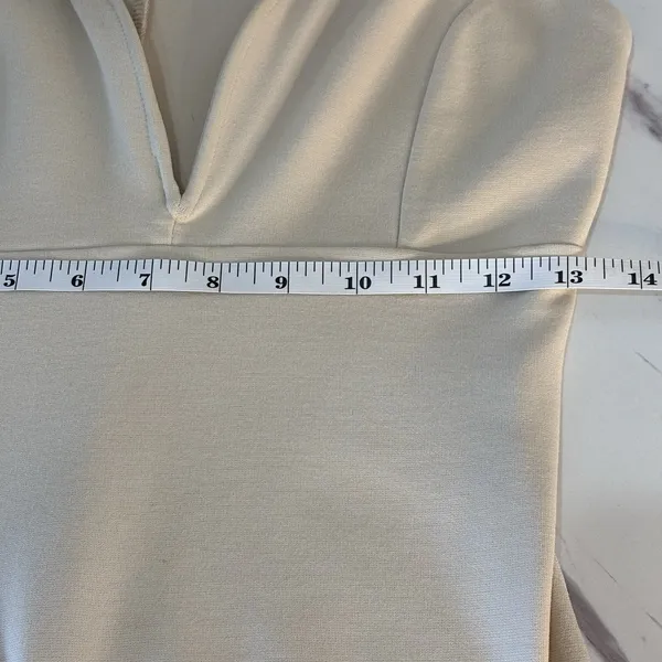 Lulus Fitted‎ Stretch Dress That Thing You Do Bodycon Deep V Ivory Size S - Image 8