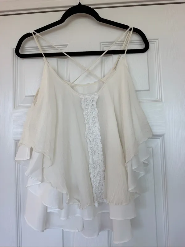 The Addison Story for Anthropologie White Silk Lace Boho Tank Top 🤍 - Image 2