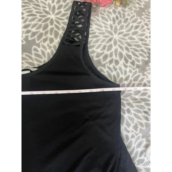H&M Black Flowy Cut Out Blouse Small Caged‎ Scoop Neck Minimalist Boho Chic Tank - Image 6