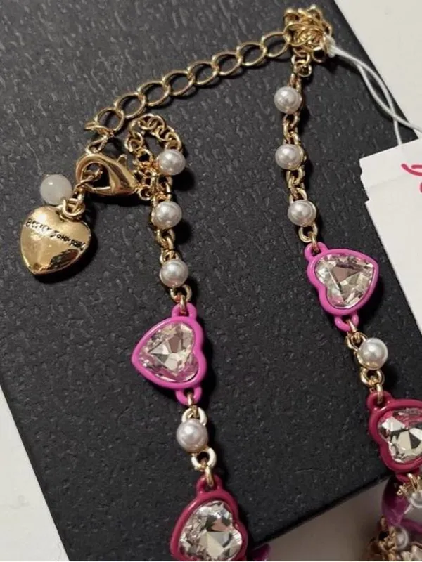 NWT Betsey Johnson Pink Heart Crystal Necklace - Image 5