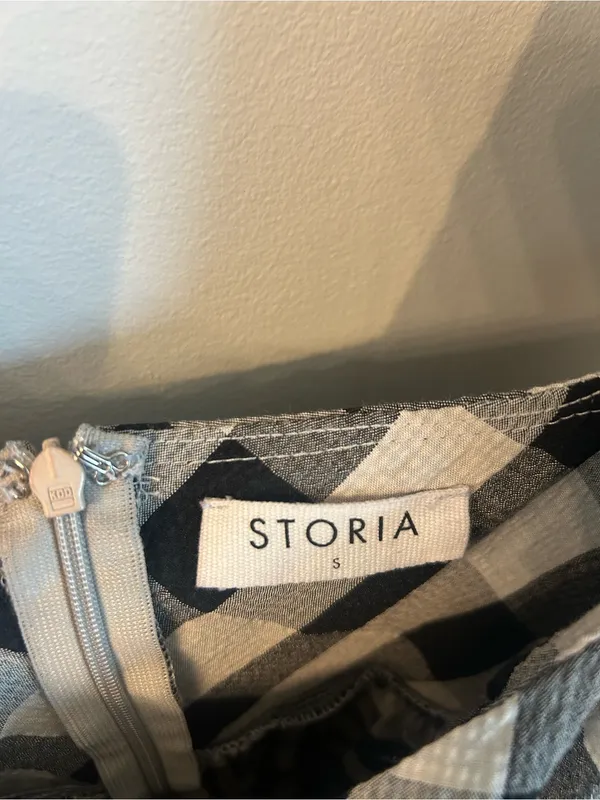 Storia Black and White Gingham Babydoll Dress - Image 4